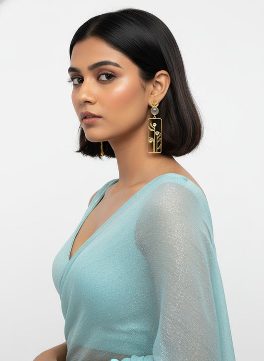 Premium Trendy Gold Plated Leaf Pattern Dangler Earrings for Women