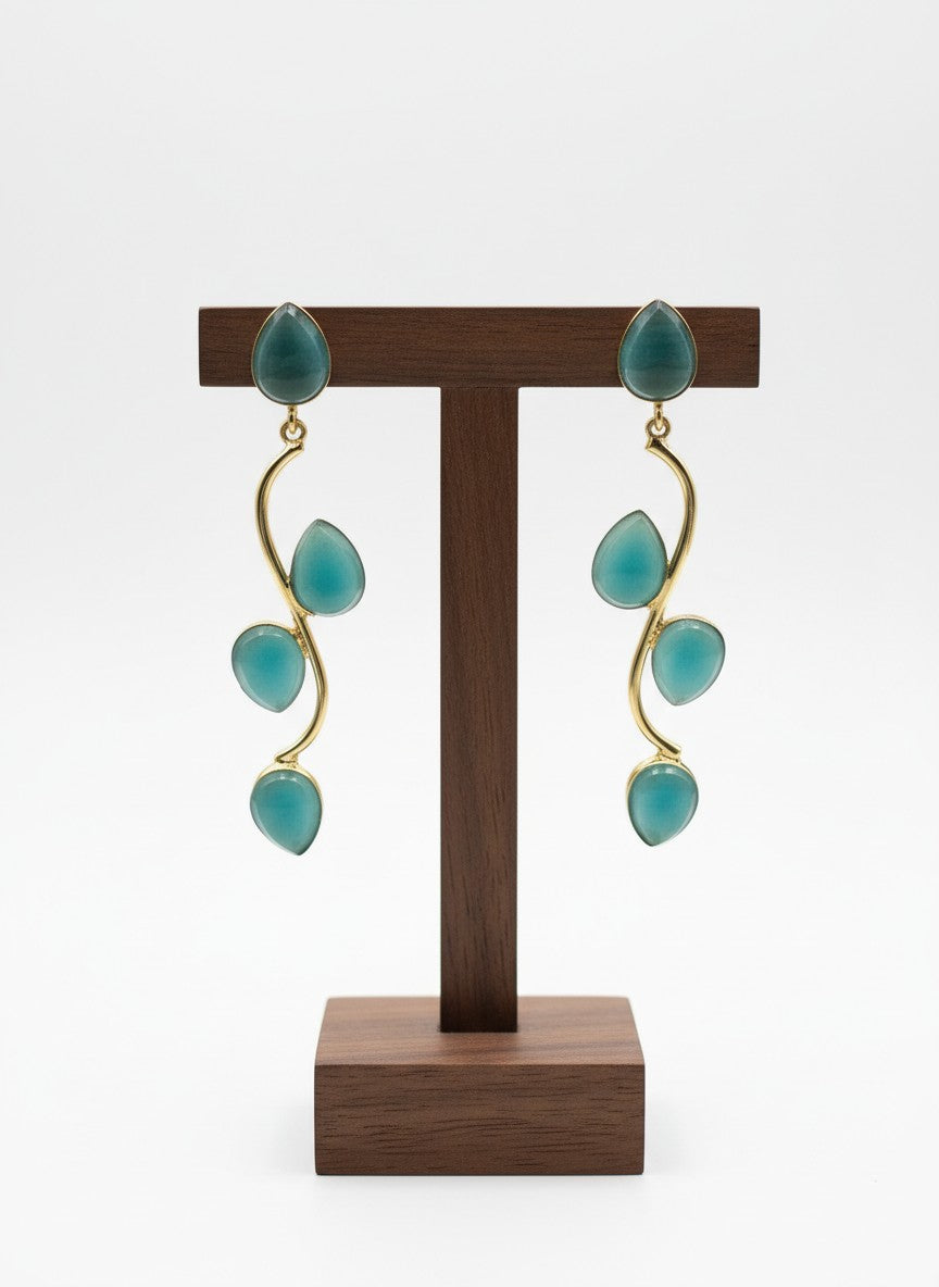 Trendy Gold Plated Dangler Earrings with Monalisa Stones for Women