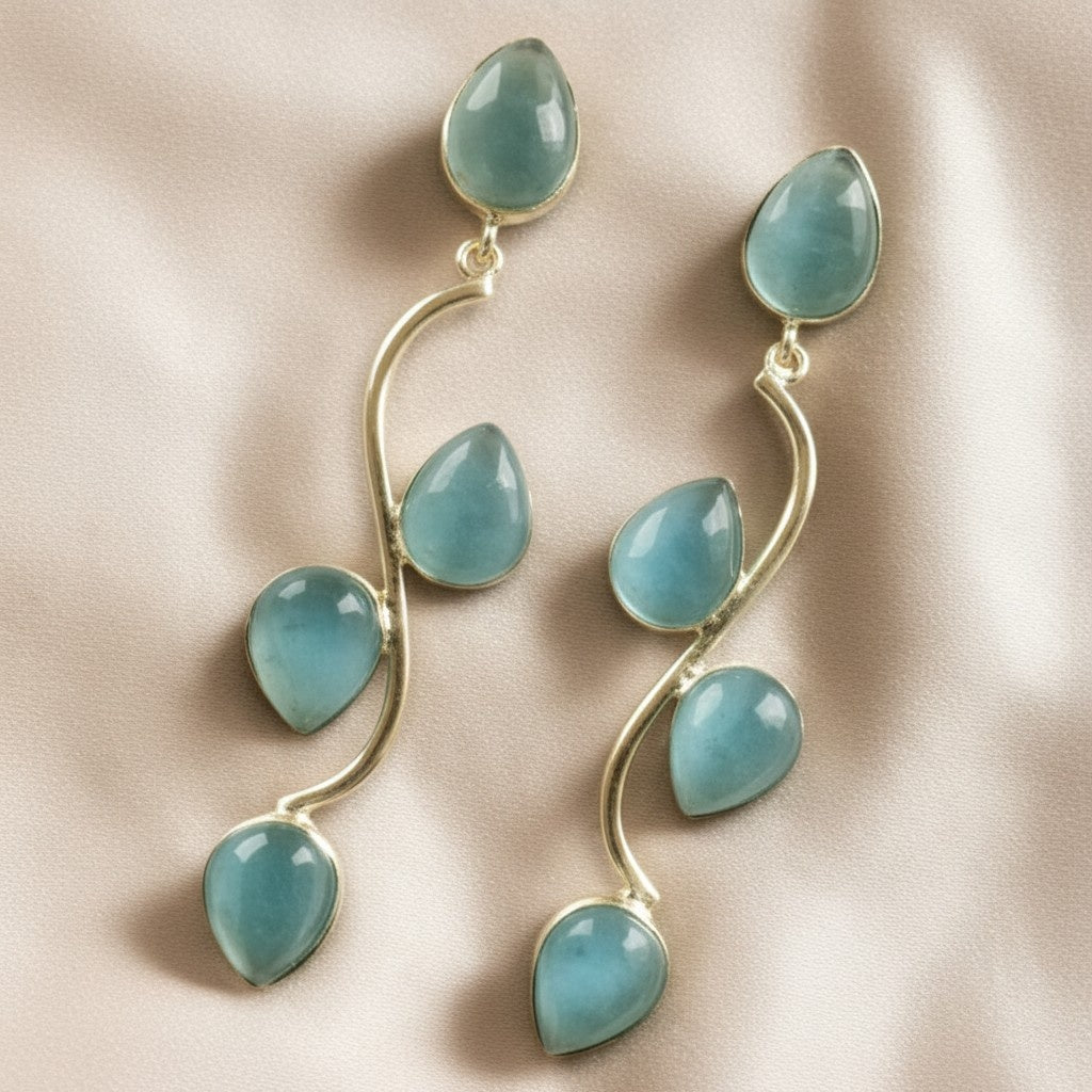 Trendy Gold Plated Dangler Earrings with Monalisa Stones for Women