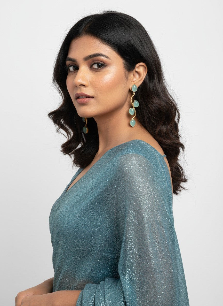 Trendy Gold Plated Dangler Earrings with Monalisa Stones for Women