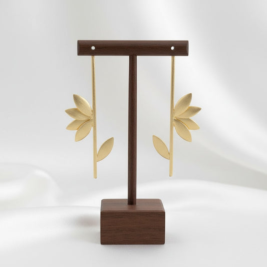 Trendy Gold Plated Bamboo Leaf Earring for Women