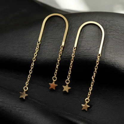 Trendy Gold Plated Star Dangler Earrings for Women