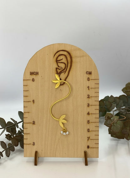 Handmade Gold Plated Leaf Style Earring with Pearl detailing for Women