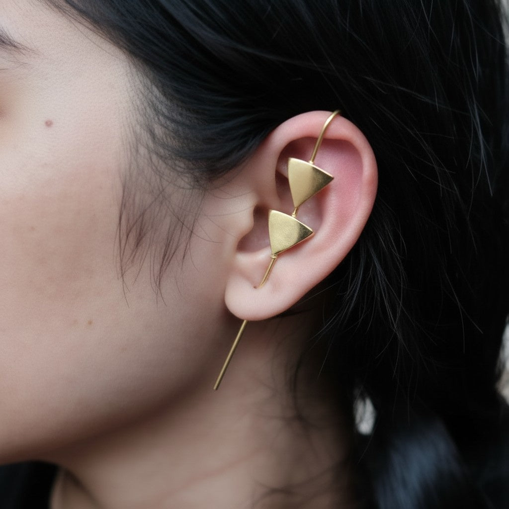 Gold plated Triangle Ethnic Earcuff for Women