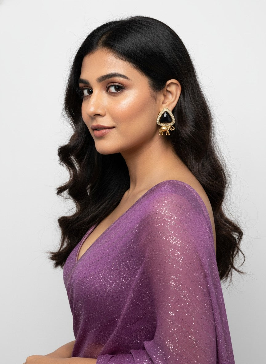 Trendy Gold Plated Elephant Design AD Stone Stud Earrings for Women