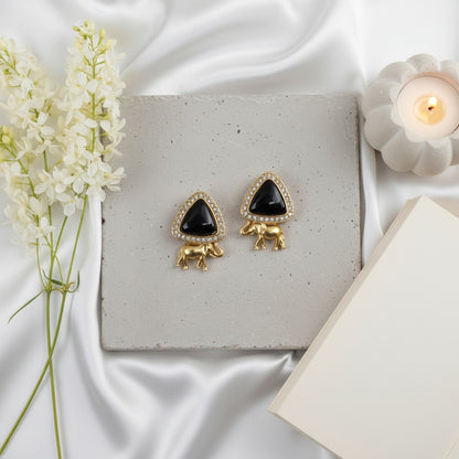 Trendy Gold Plated Elephant Design AD Stone Stud Earrings for Women