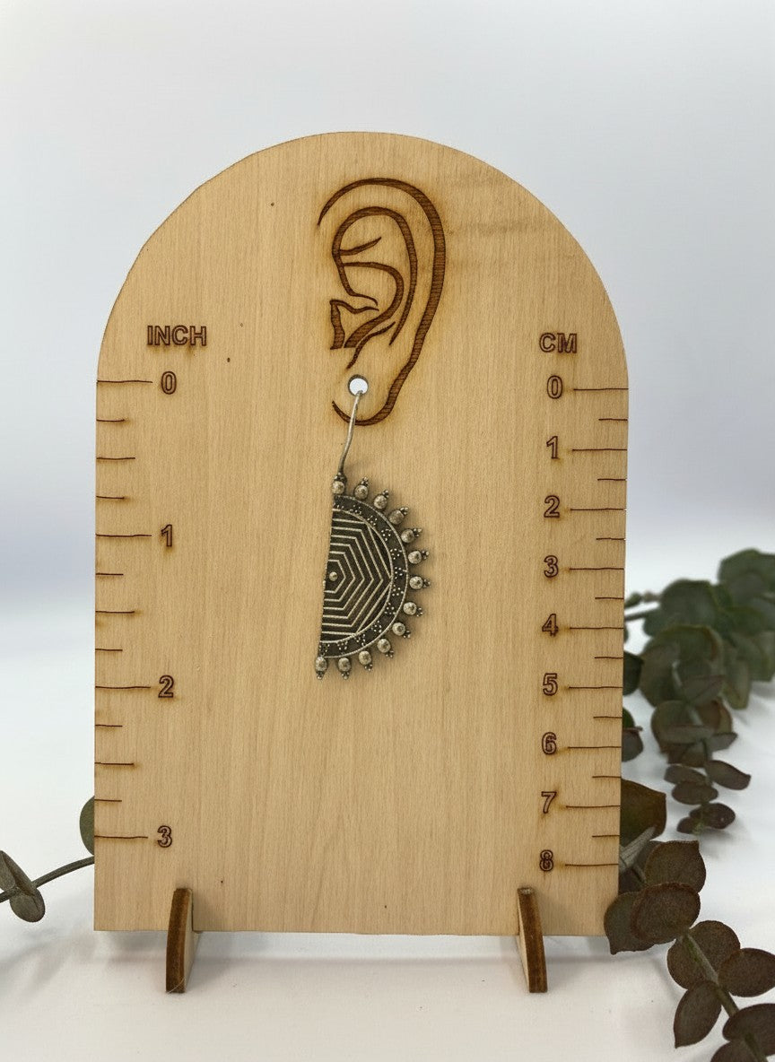 Silver Oxidized D shaped Hook Earrings for Women