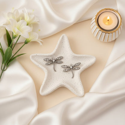 Boho Style Silver Oxidized Dragonfly Stud Earrings for Women