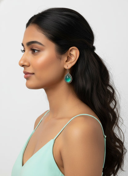 Minimal silver oxidized hook earrings 