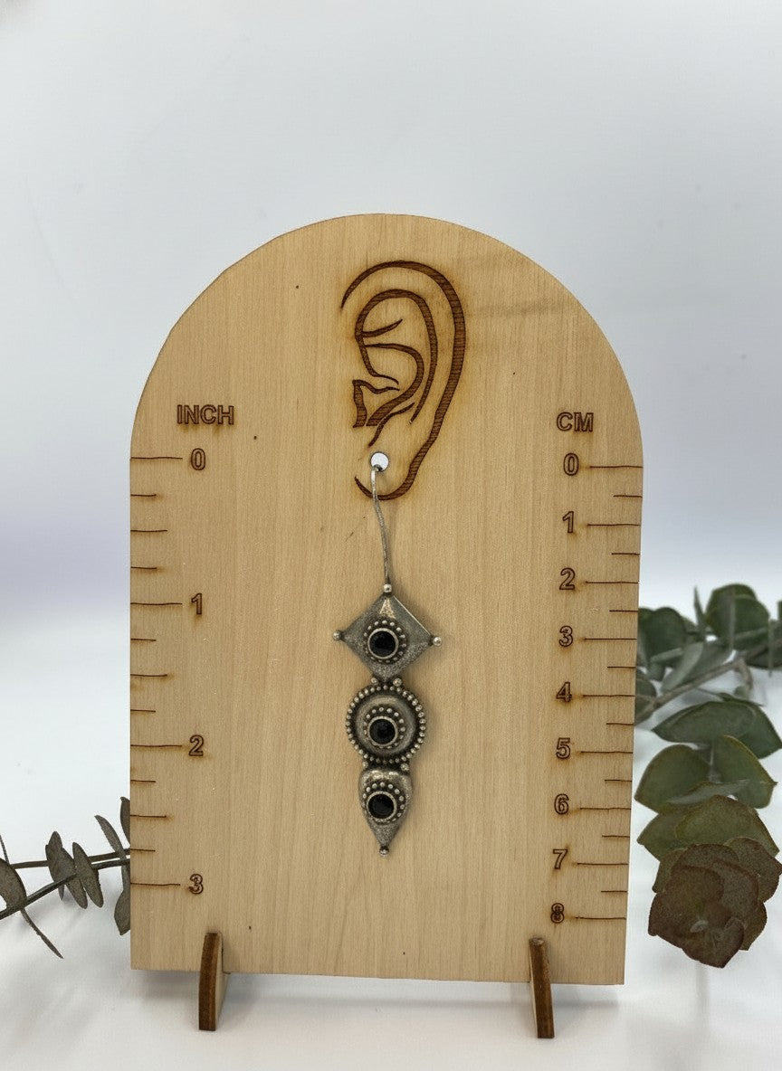 Antique Silver Oxidized Hook Earrings for Women