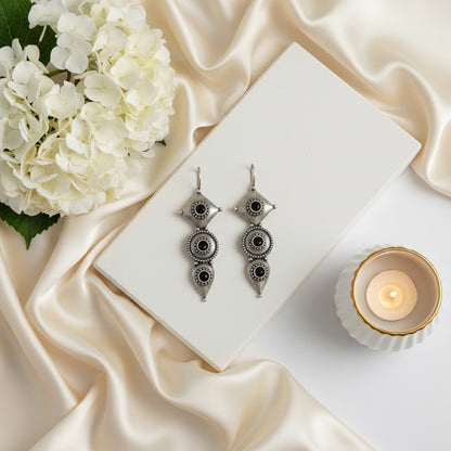 Oxidized Silver Dangler Earrings for Women 