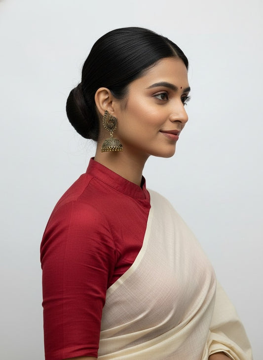 Silver Oxidized Traditional Peacock Motif Light Weight Jhumki Earrings