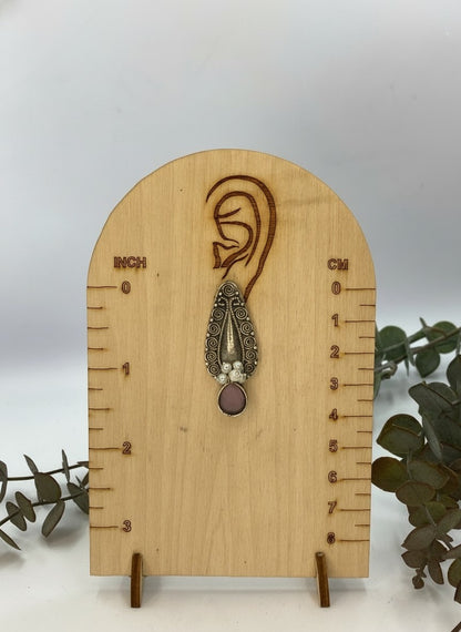 Traditional Silver Oxidized Floral Drop Earrings with Stone & Pearl work