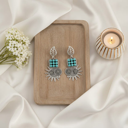 Antique Silver Oxidized Dangler Earrings for Women