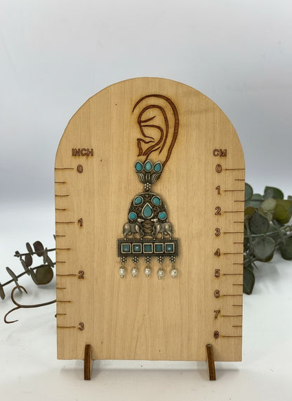 Silver Oxidized Nandi and Floral Motif design Necklace Set on Aqua stones for Women