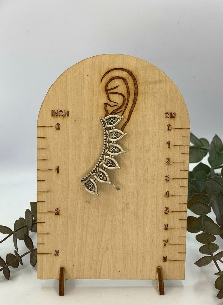 Ethnic Silver Oxidized Earcuff