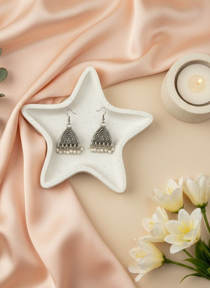 Pyramid Shape German Silver Oxidized Dangler Earrings