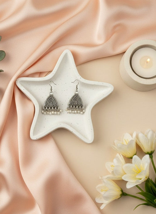 Pyramid Shape German Silver Oxidized Dangler Earrings