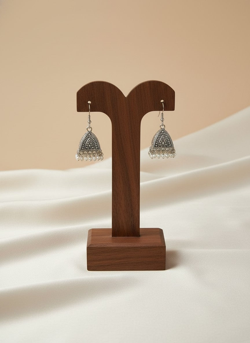 Pyramid Shape German Silver Oxidized Dangler Earrings