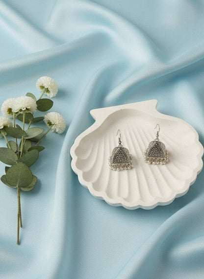 Pyramid Shape German Silver Oxidized Dangler Earrings