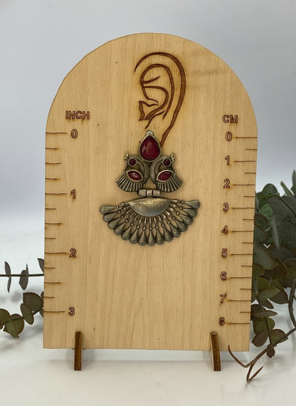 Silver Oxidized Peacock Motif Dangler Earrings with Stone Detailing