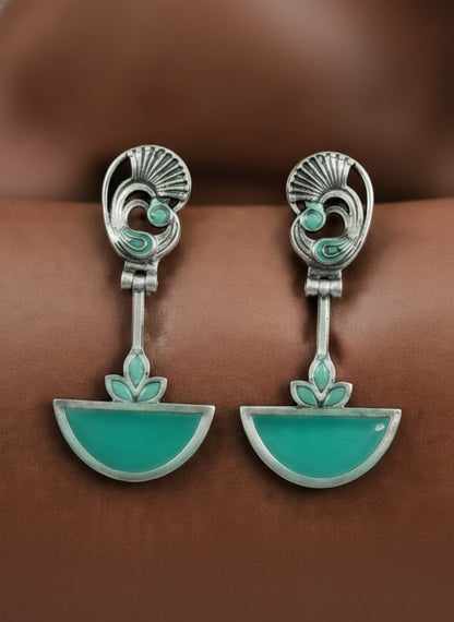 Abstract Mayura Mint Monalisa Stone Dangler Earrings for Women - All Occasion Wear