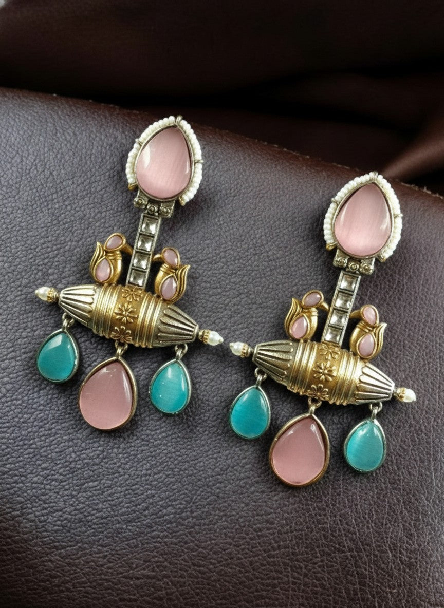 Fusion Monalisa Stone Statement Dangler Earrings for Women - Special Occasions