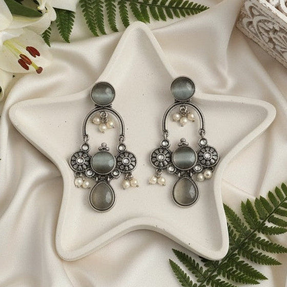 Silver Oxidized Earrings