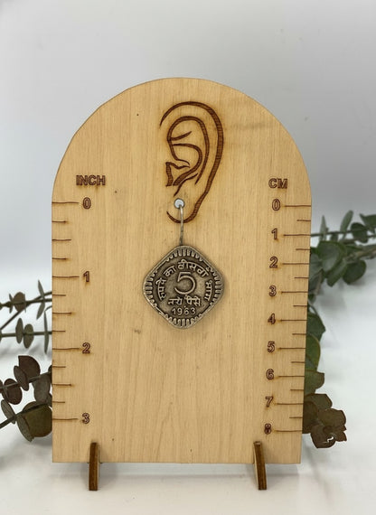 Silver Oxidized Hook Style Handcrafted 5 Paisa Coin Earrings