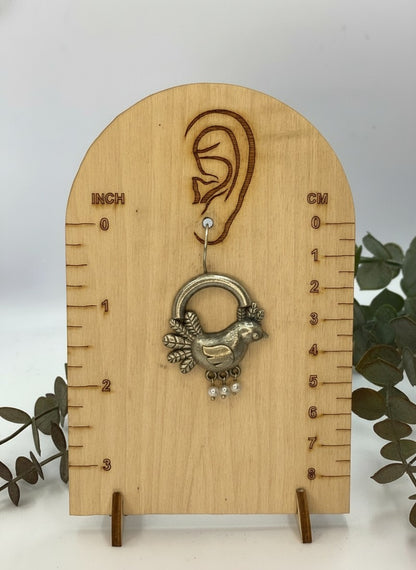 Silver Oxidized Bird Hook Earrings