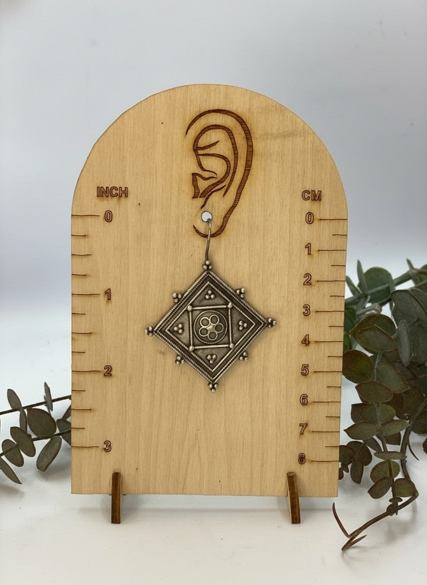 Silver Oxidized Antique Accent Hook Earrings