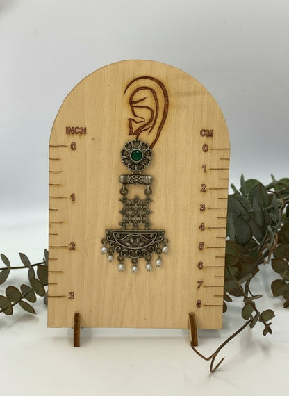 Silver Oxidized Dangler Earrings with Pearls and Monalisa Stones