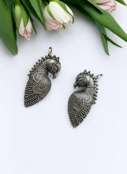 Vintage Silver Oxidized Peacock No Piercing Earcuff for Women - Special Occasions