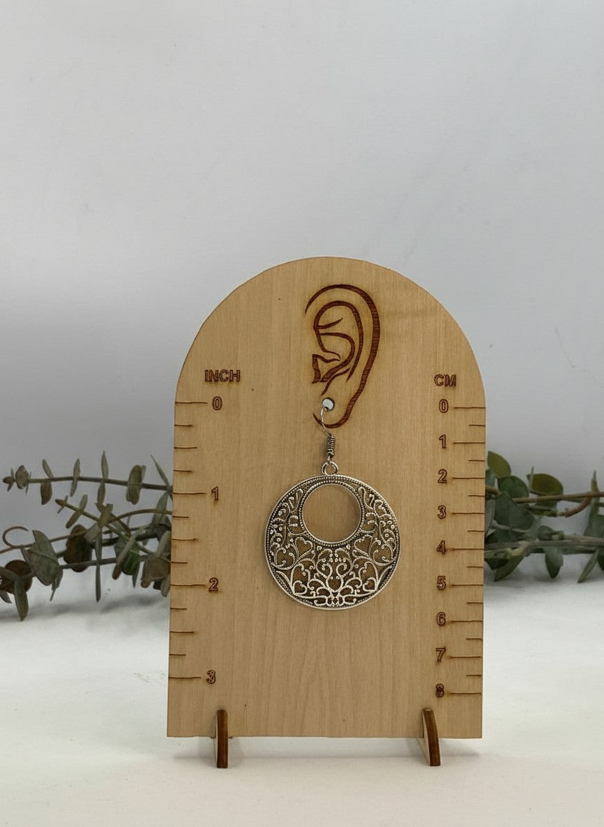 Silver Oxidized Filigree Circle Drop Hook Earrings for Women - All Occasions