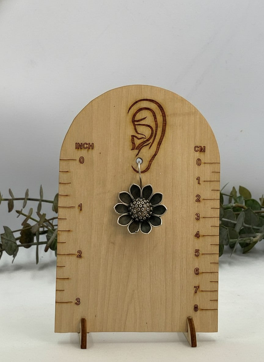 Silver Oxidized Sunflower Drop Hook Earrings for Women - All Occasions