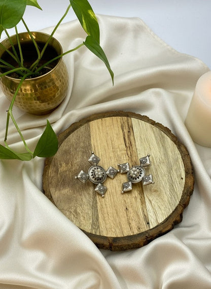 Silver Oxidized Unique Boho Inspired Earrings for Women