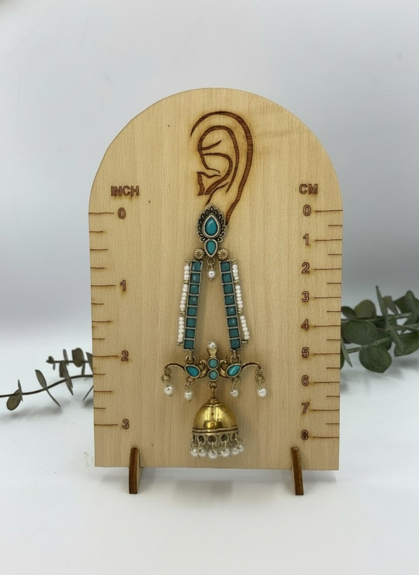 Traditional Long Two-Tone Jhumki Dangler Earrings with Pearl & Stone Work