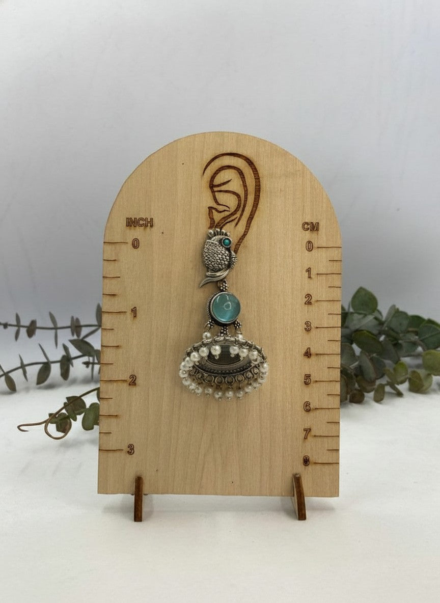 Silver Oxidized Peacock-Inspired Blue Stone Jhumka Earrings for Women - Special Occasions