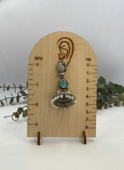 Silver Oxidized Peacock-Inspired Aqua Stone Jhumka Earrings for Women - Special Occasions