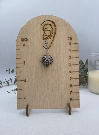 Silver Oxidized Pink Teardrop Stone Nature-Inspired Leaf Cluster Hook Earrings for Women - Everyday Wear