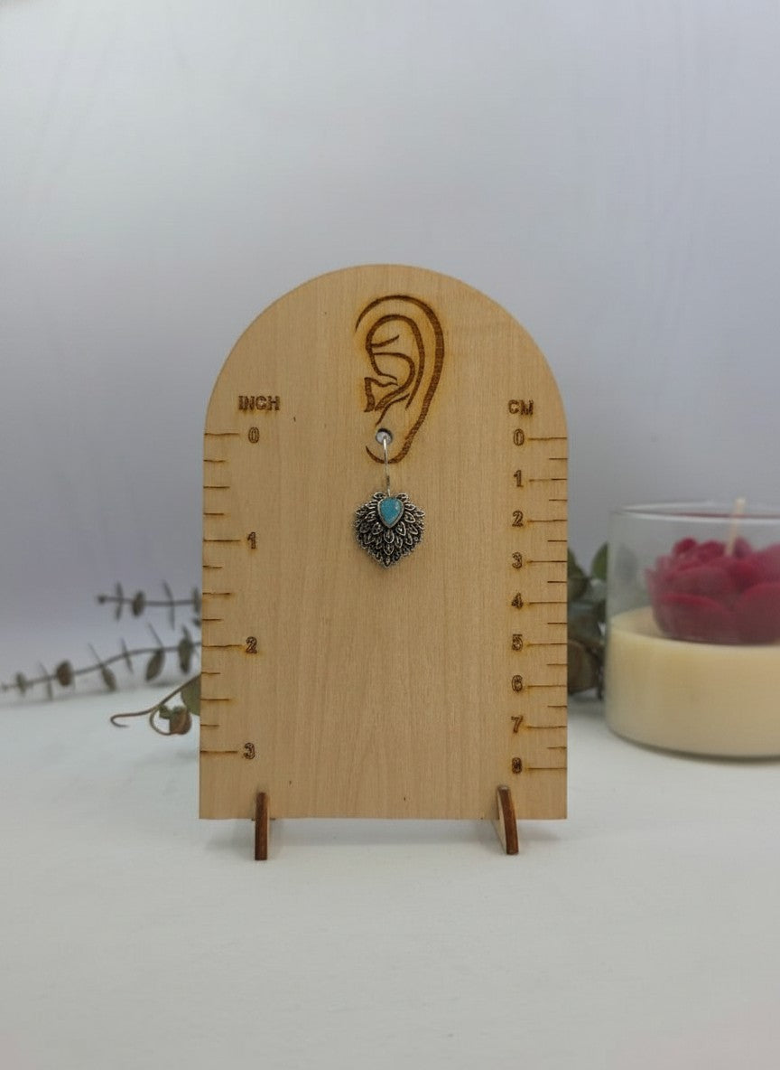 Silver Oxidized Aqua Teardrop Stone Nature-Inspired Leaf Cluster Hook Earrings for Women - Everyday Wear