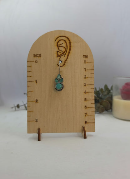 Silver Oxidized Mint Stone Floral Drop Earrings for Women - Everyday Wear