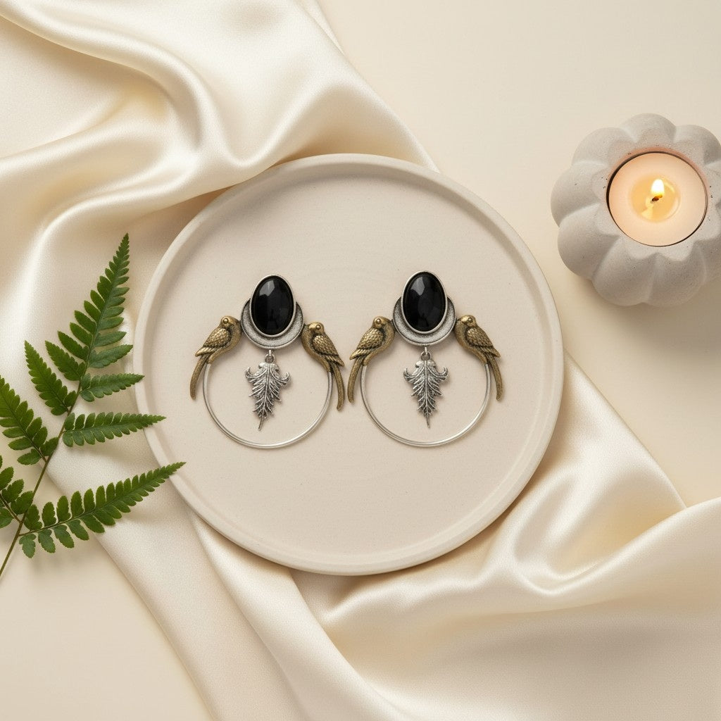 Silver Plated Two-Tone Parrot Earrings for Women