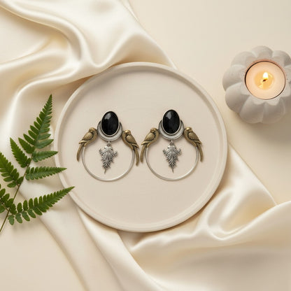 Silver Plated Two-Tone Parrot Earrings for Women