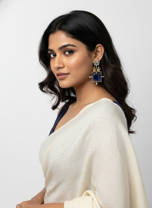 Bird design Two-Tone Monalisa Stone Dangler Earrings for Women