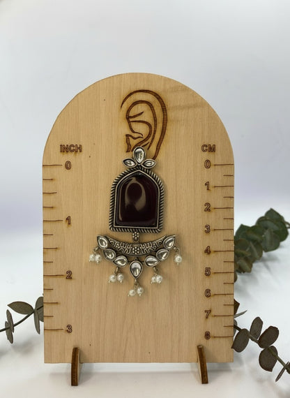 Silver Oxidized Jumbo Stone Dangler Earring for Women