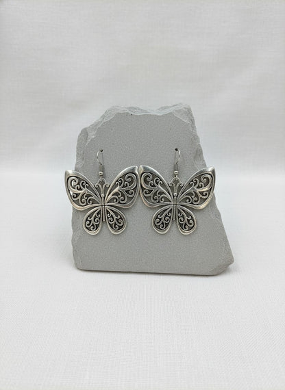 Trendy German Silver Plated Butterfly Dangler Earrings