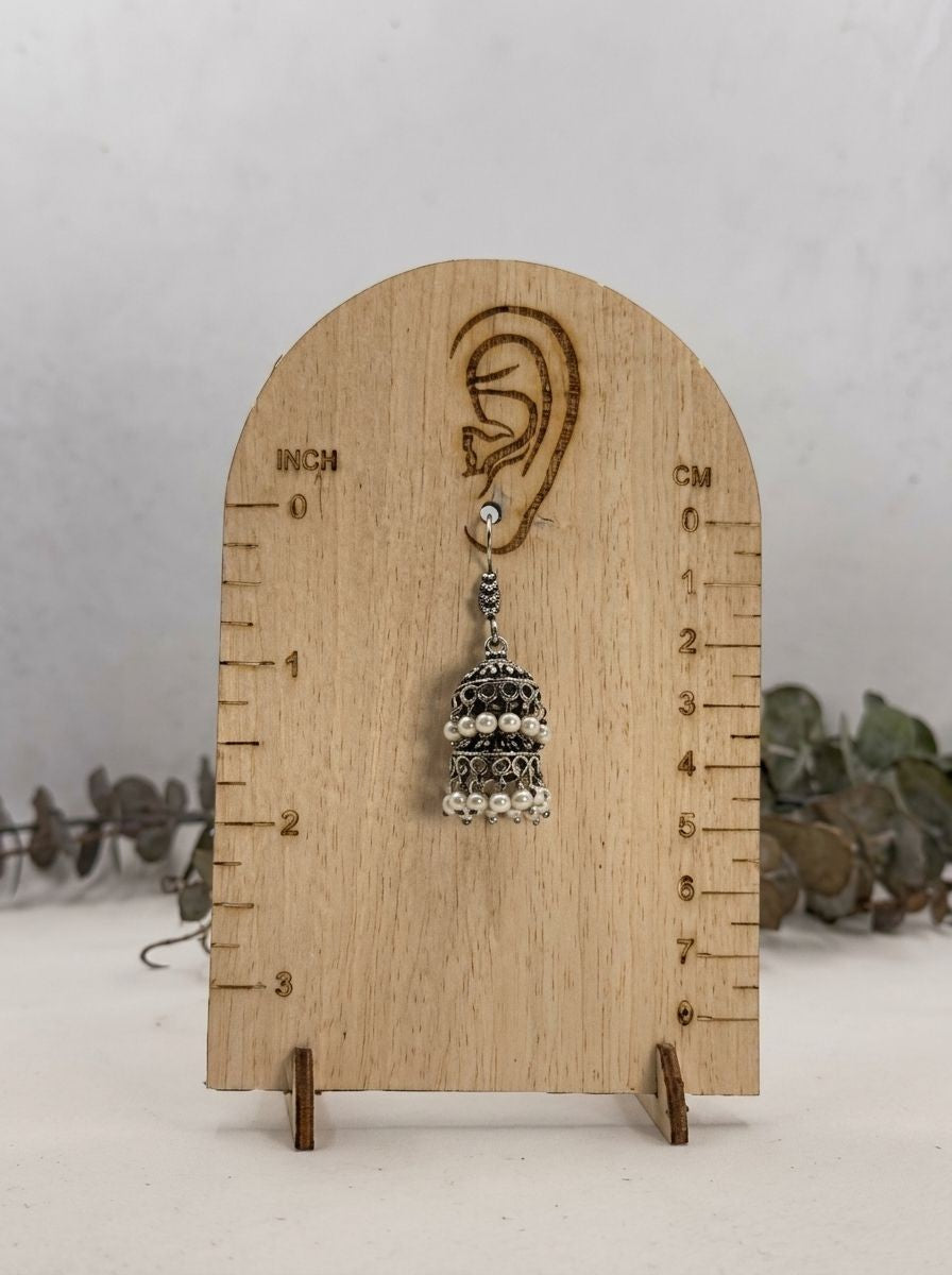 Handcrafted Silver Oxidized Double Layer Jhumka Earrings with Pearl Drops for Women – Ethnic Wear