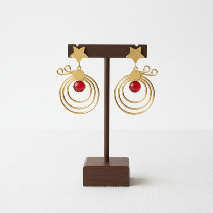 Trendy Gold Plated Star Accent Monalisa Stone Dangler