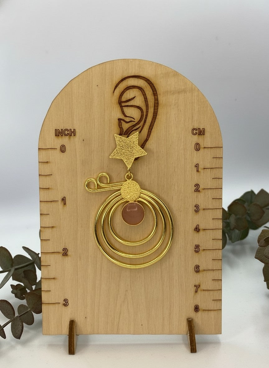 Trendy Gold Plated Star Accent Monalisa Stone Dangler